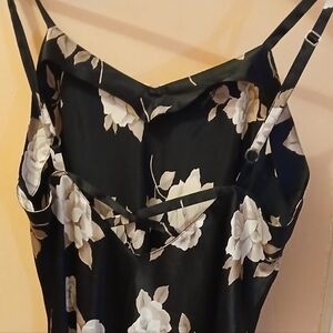 Talbots Women's Med.Black Maxi Dress with Cream Floral Design